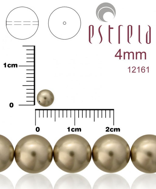 100 pcs Round Pearl Beads, 4mm, Dark Platinum Pearl, Czech Glass