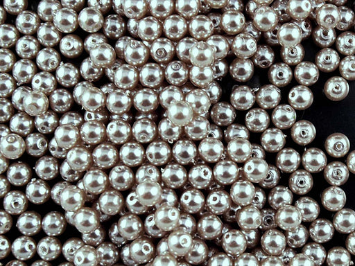 100 pcs Round Pearl Beads, 4mm, Dark Platinum Pearl, Czech Glass