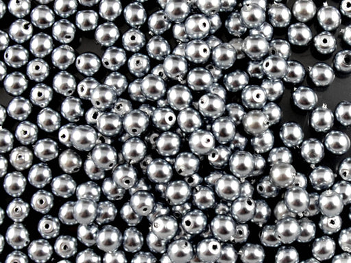 100 pcs Round Pearl Beads, 4mm, Gray Pearl, Czech Glass