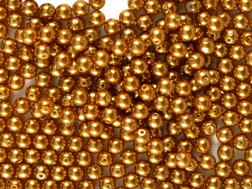 100 pcs Round Pearl Beads, 4mm, Bronze Pearl, Czech Glass