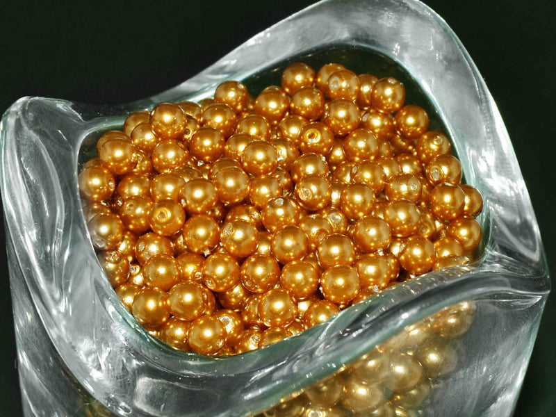 100 pcs Round Pearl Beads, 4mm, Bronze Pearl, Czech Glass