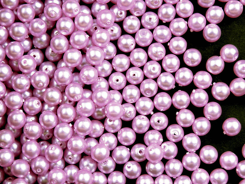 100 pcs Round Pearl Beads, 4mm, Light Lilac Matte, Czech Glass