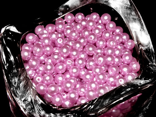 100 pcs Round Pearl Beads, 4mm, Light Lilac Matte, Czech Glass