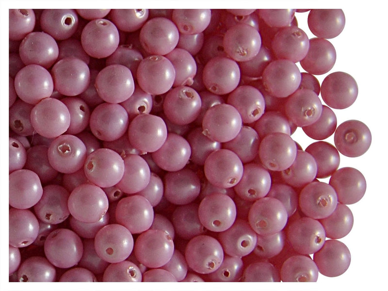 100 pcs Round Pearl Beads, 4mm, Baby Pink Pastel, Czech Glass