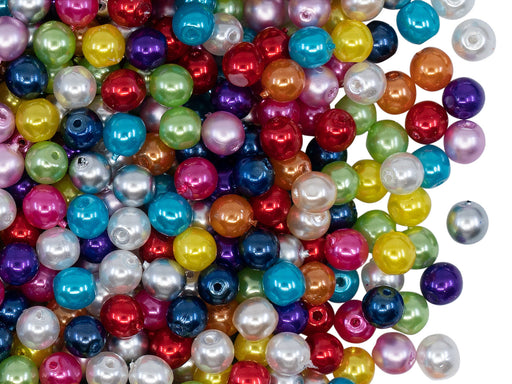 100 pcs Round Pearl Beads, 4mm, Mix Pearl Colors, Czech Glass