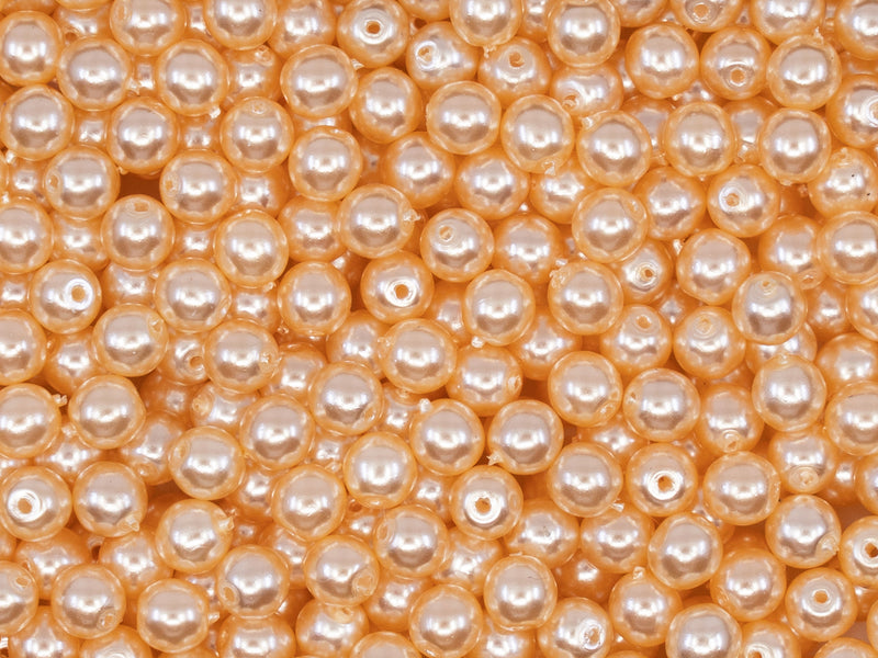 100 pcs Round Pearl Beads, 4mm, Light Beige Pearl, Czech Glass