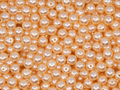100 pcs Round Pearl Beads, 4mm, Light Beige Pearl, Czech Glass
