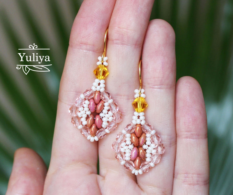 PDF Tutorial Small Pink Earrings