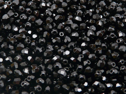 Set of Round Fire Polished Beads (3mm, 4mm), 3 colors: Jet Black, Crystal AB, Chalk White), Czech Glass
