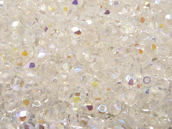 Set of Czech Fire-Polished Glass Beads Round 4mm - 6 colors (4FP002 4FP003 4FP007 4FP031 4FP042 4FP090)
