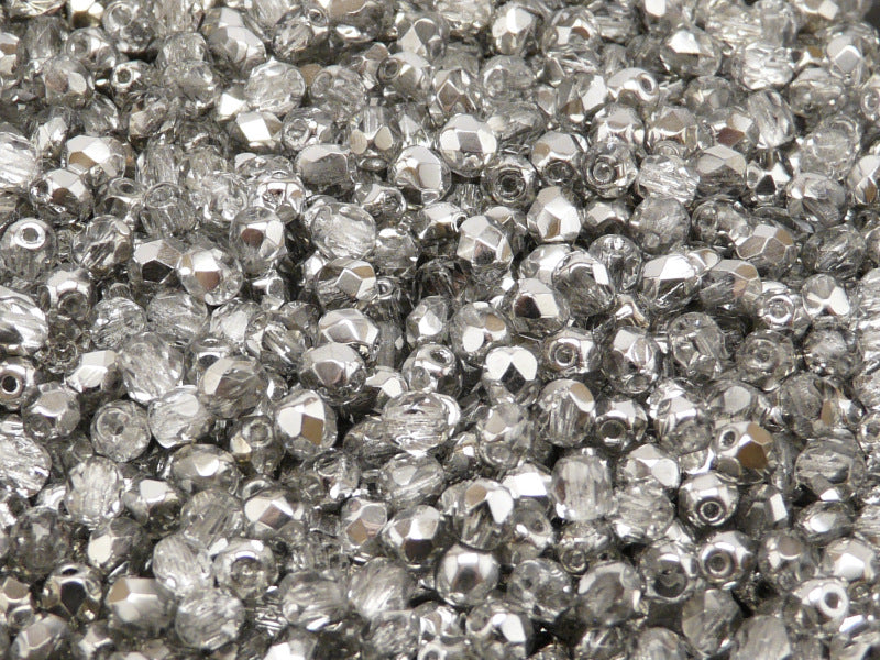 Set of Czech Fire-Polished Glass Beads Round 4mm - 6 colors (4FP002 4FP003 4FP007 4FP031 4FP042 4FP090)
