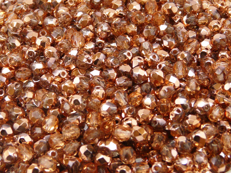 Set of Czech Fire-Polished Glass Beads Round 4mm - 6 colors (4FP002 4FP003 4FP007 4FP031 4FP042 4FP090)