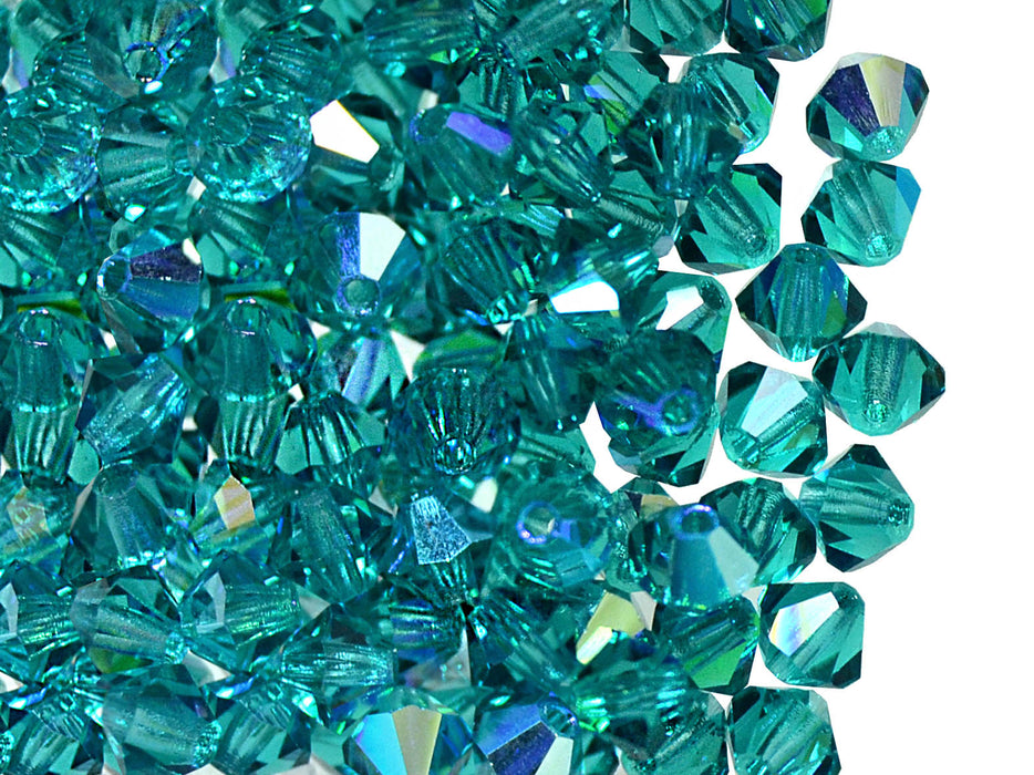 30 pcs MC Rondell Bicone Beads, 4mm, Zircon AB, Czech Glass