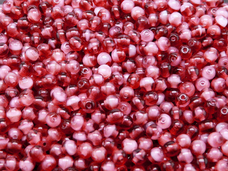 100 pcs Round Pressed Beads, 4mm, Purple / White Moonlight, Czech Glass