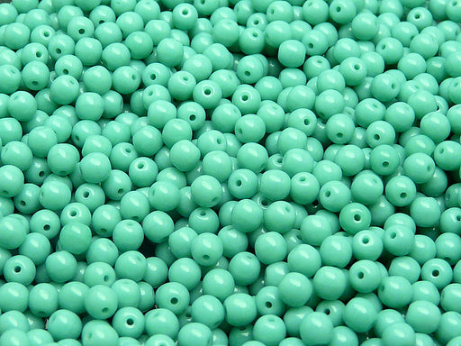 100 pcs Round Pressed Beads, 4mm, Opaque Turquoise Green, Czech Glass