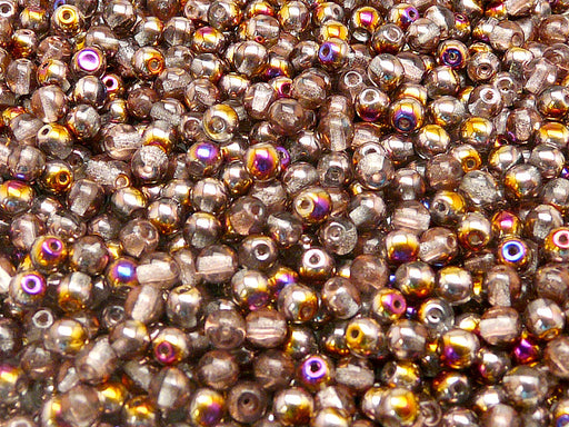 100 pcs Round Pressed Beads, 4mm, Crystal Sliperit, Czech Glass