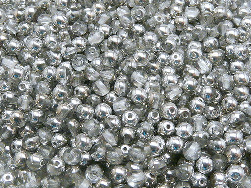 100 pcs Round Pressed Beads, 4mm, Crystal Labrador, Czech Glass