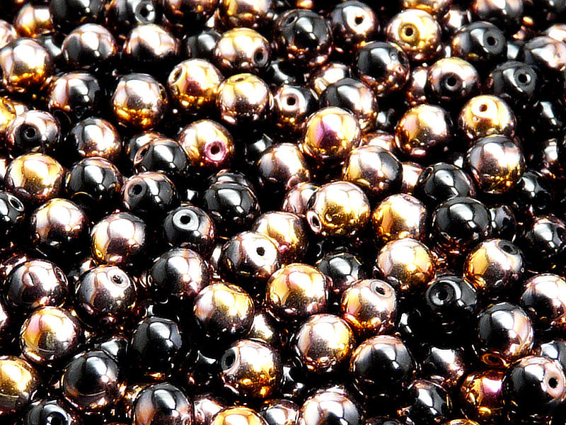 100 pcs Round Pressed Beads, 4mm, Jet Sliperit, Czech Glass