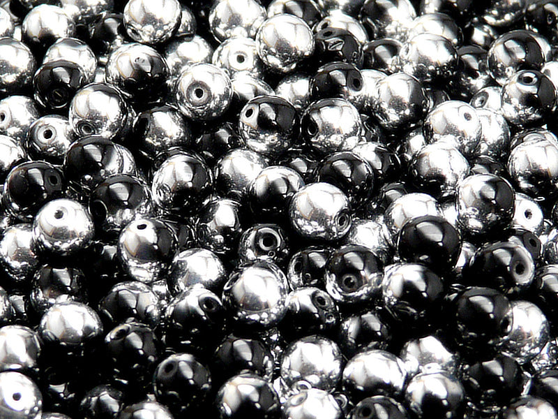 100 pcs Round Pressed Beads, 4mm, Jet Labrador, Czech Glass