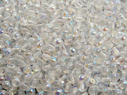100 pcs Round Pressed Beads, 4mm, Crystal AB, Czech Glass