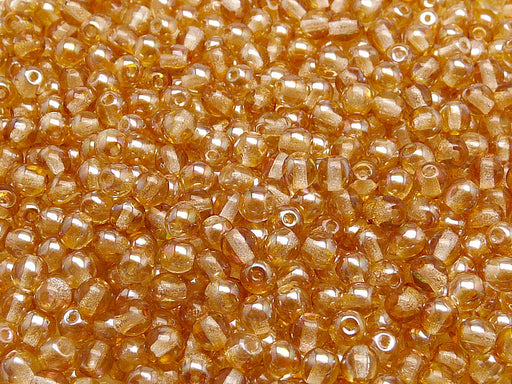 100 pcs Round Pressed Beads, 4mm, Crystal Apricot, Czech Glass