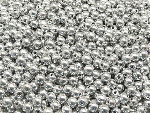 100 pcs Round Pressed Beads, 4mm, Crystal Full Labrador, Czech Glass