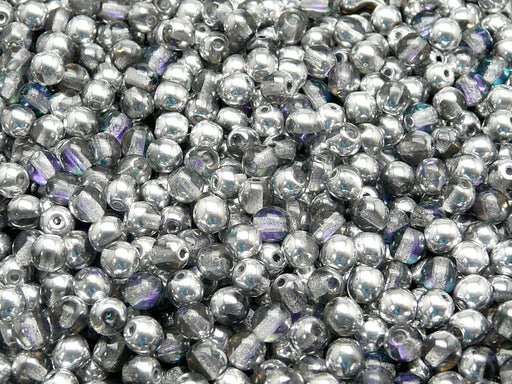 100 pcs Round Pressed Beads, 4mm, Crystal Vitrail Light, Czech Glass
