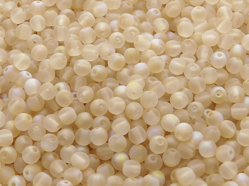100 pcs Round Pressed Beads, 4mm, Crystal Matte Yellow Rainbow, Czech Glass