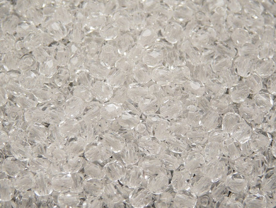 50 pcs Fire Polished Faceted Beads Round, 5mm, Crystal Clear, Czech Glass