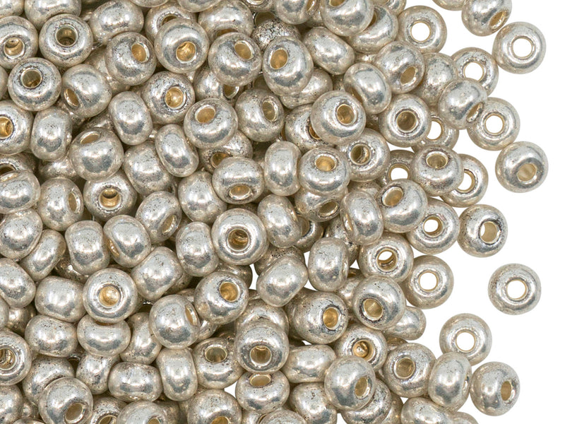 20 g 5/0 Seed Beads Preciosa Ornela, Silver Metallic, Czech Glass