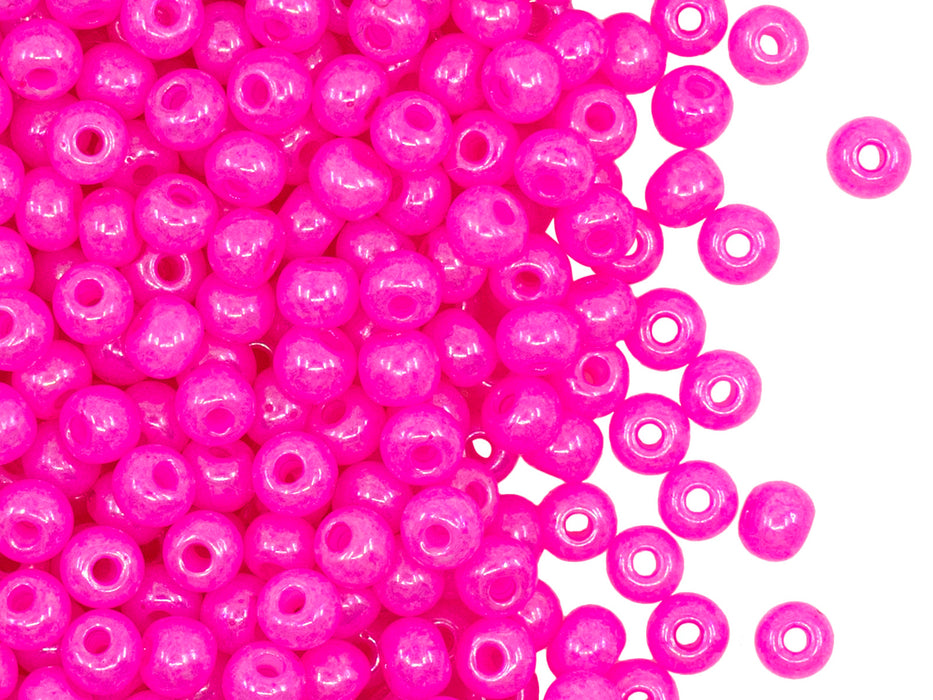 20 g 5/0 Seed Beads Preciosa Ornela, Alabaster Bright Pink, Czech Glass