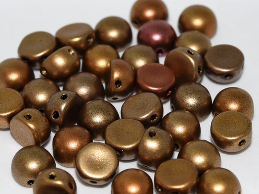 100 pcs Cabochon Beads 6 mm, 2 Holes, Metallic Mix, Czech Glass