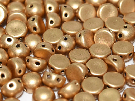 2-Hole Cabochon Beads 6 mm, 2 Holes, Aztec Gold, Czech Glass