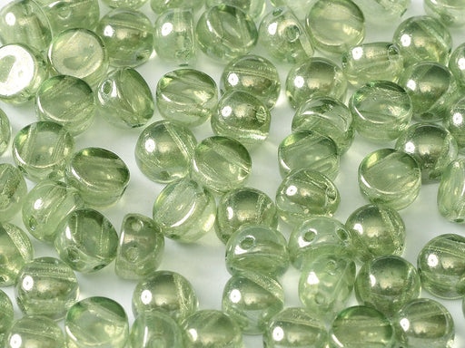2-Hole Cabochon Beads 6 mm, 2 Holes, Crystal Mint Luster, Czech Glass