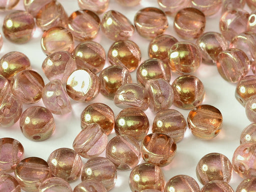 2-Hole Cabochon Beads 6 mm, 2 Holes, Crystal Red Luster, Czech Glass
