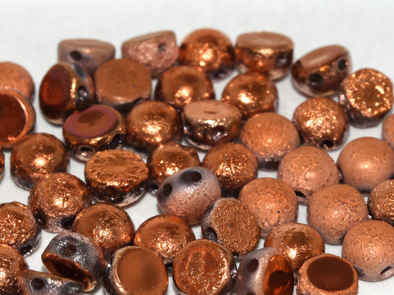 2-Hole Cabochon Beads 6 mm, 2 Holes, Crystal Etched Sunset Full, Czech Glass