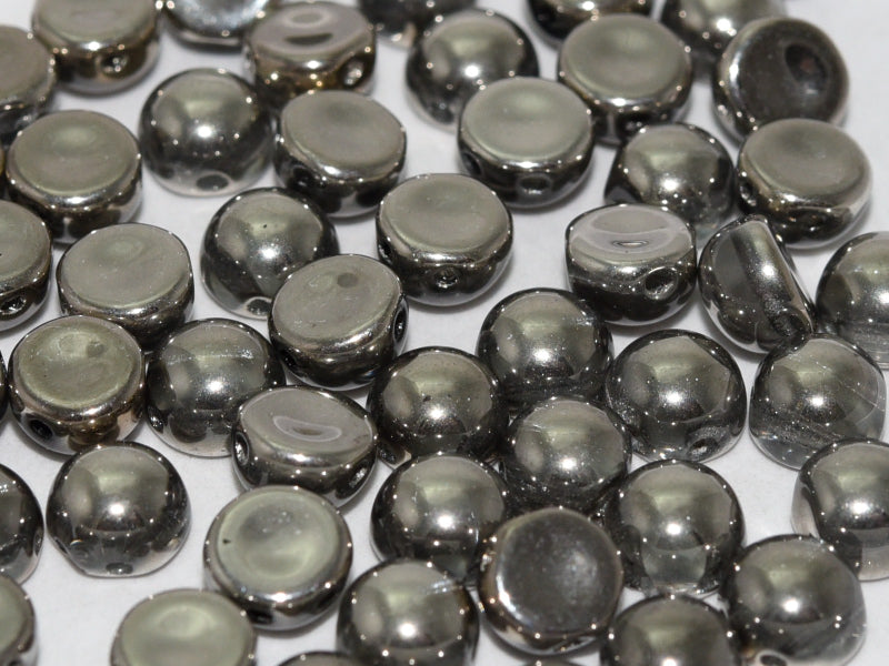 2-Hole Cabochon Beads 6 mm, 2 Holes, Crystal Argentic Full, Czech Glass