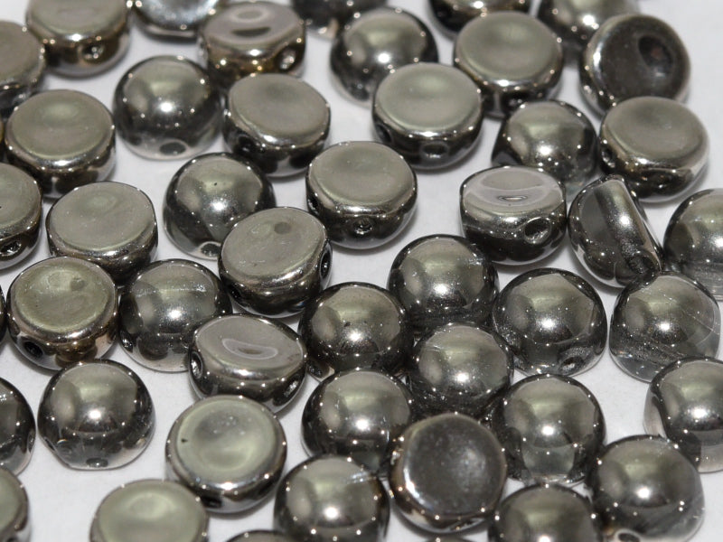 2-Hole Cabochon Beads 6 mm, 2 Holes, Crystal Argentic Full, Czech Glass