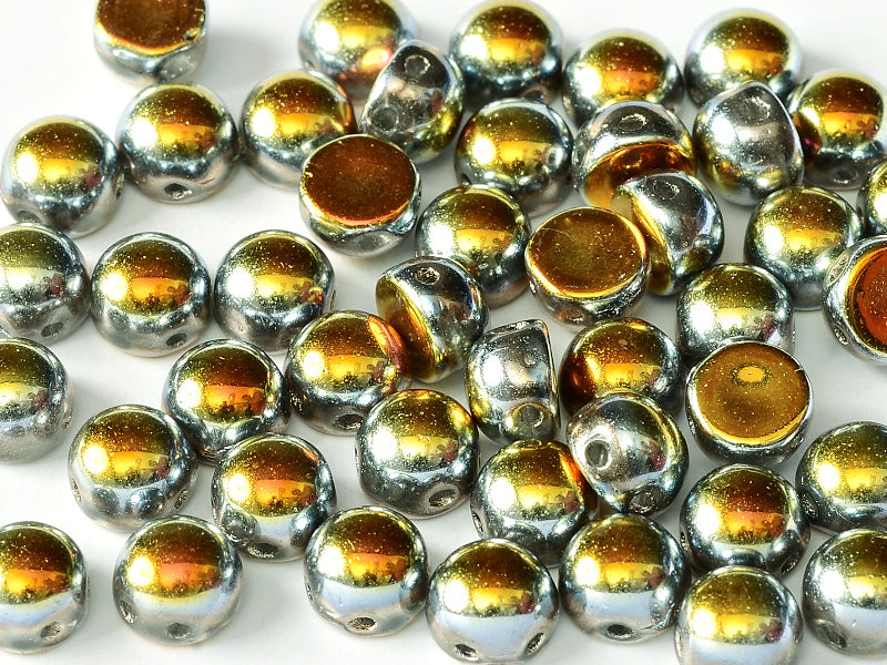 2-Hole Cabochon Beads 6 mm, 2 Holes, Crystal Full Marea, Czech Glass