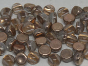 Cabochon 6 mm, 2 Holes, Crystal Underlit Peach, Czech Glass