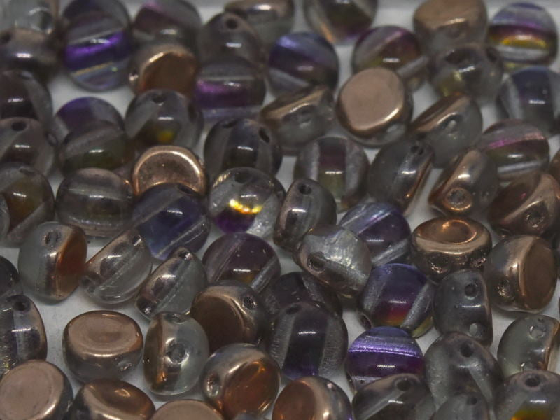 Cabochon 6 mm, 2 Holes, Crystal Underlit Vapor, Czech Glass