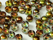 Cabochon 6 mm, 2 Holes, Crystal Magic Green, Czech Glass