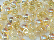 Cabochon 6 mm, 2 Holes, Crystal Yellow Rainbow, Czech Glass