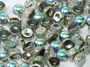 Cabochon 6 mm, 2 Holes, Crystal Graphite Rainbow, Czech Glass