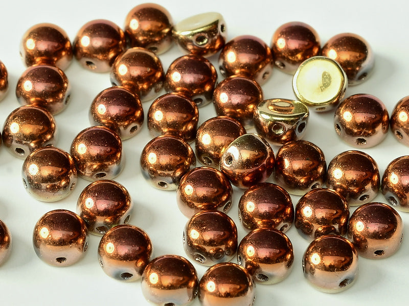 Cabochon 6 mm, 2 Holes, Crystal California Gold Rush, Czech Glass