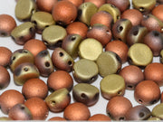 Cabochon 6 mm, 2 Holes, Crystal California Gold Rush Matted, Czech Glass