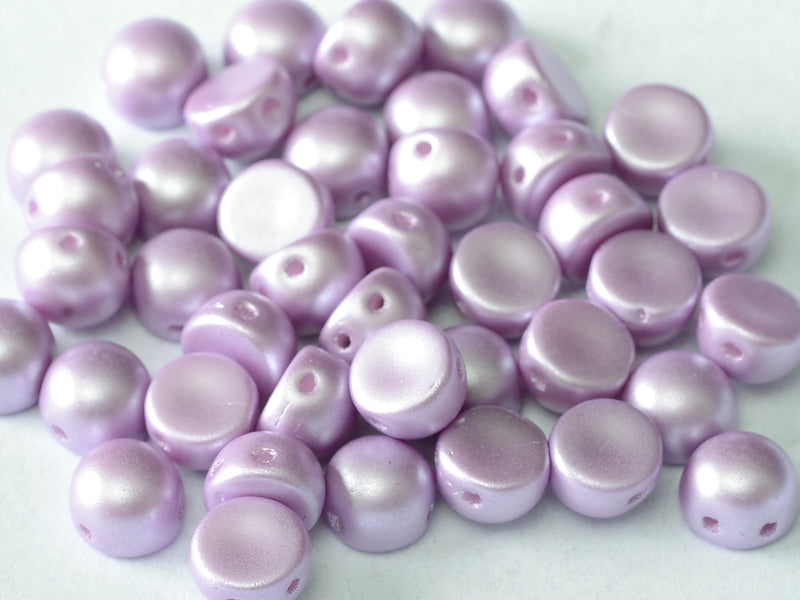 Cabochon 6 mm, 2 Holes, Alabaster Pastel Light Rose, Czech Glass