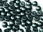 Cabochon 6 mm, 2 Holes, Alabaster Pastel Dark Gray, Czech Glass