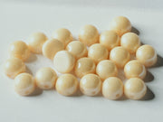 Cabochon 6 mm, 2 Holes, Chalk White Champagne Luster, Czech Glass