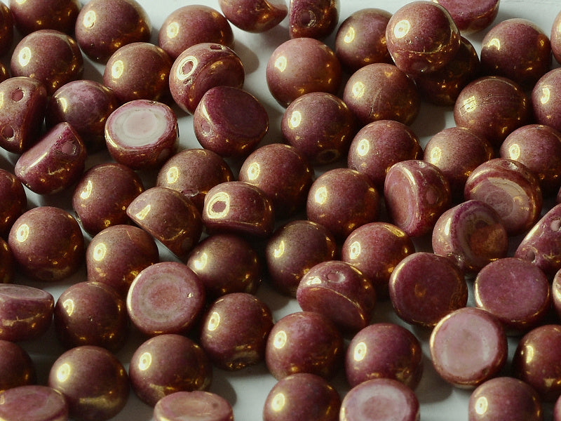 Cabochon 6 mm, 2 Holes, Chalk White Vega Luster, Czech Glass